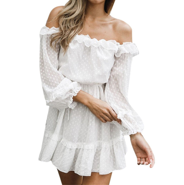 Summer Dress Streetwear Off Shoulder Long Sleeves